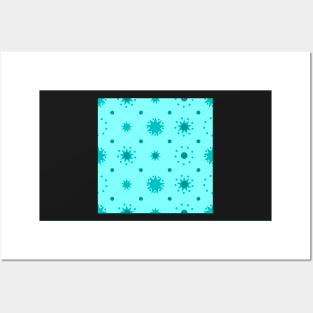 Suns and Dots Cyan on Pale Cyan Repeat 5748 Posters and Art
